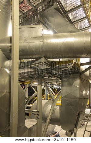 Fragment Of Flue Gas Cleaning Installation, Semi-dry Desulphurization And Dedusting, Night View
