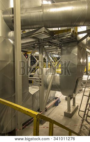 Fragment Of Flue Gas Cleaning Installation, Semi-dry Desulphurization And Dedusting, Night View