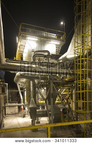 Fragment Of Flue Gas Cleaning Installation, Semi-dry Desulphurization And Dedusting, Night View