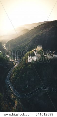 Aerial View Of Stixenstein Castle In Beautiful Evening Light