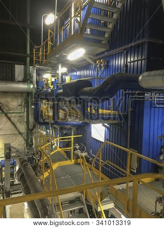 Various Installations Mounted Around The Coal Boiler And Supporting Its Operation