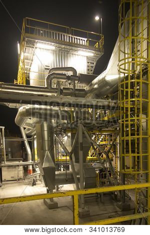 Fragment Of Flue Gas Cleaning Installation, Semi-dry Desulphurization And Dedusting, Night View