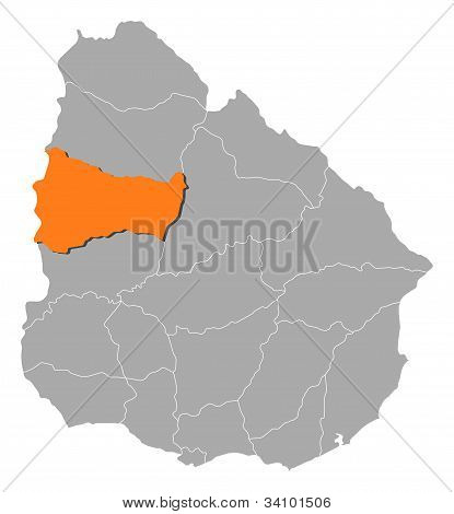 Map Of Uruguay, Paysandú Highlighted