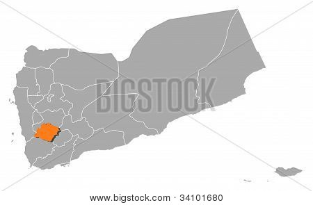 Mapa z Jemenu, Ibb zvýrazněny