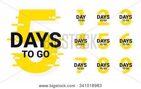 Countdown Badges. Number Of Days Left To Go, From 1 To 9. Countdown Left Days, Stylized Counter In Y