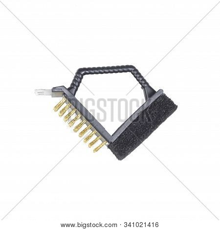 Black Metal Brush With Sponge On White Background
