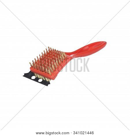 Red Metal Brush On The White Background