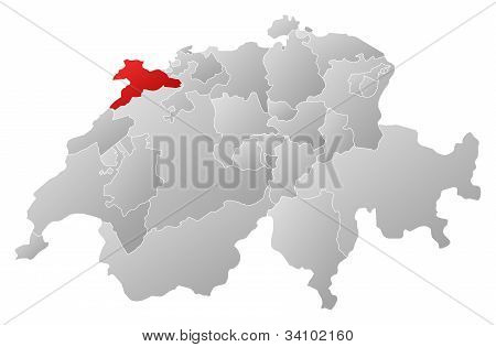 Mapa Švýcarska, zdůraznil Jura