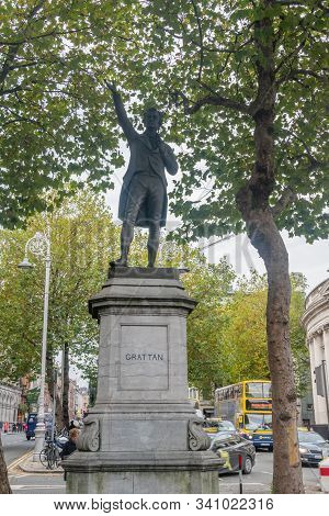 Dublin, Ireland - November 6, 2019: Henry Grattan Statue.