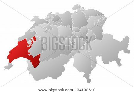 Mapa Swizerland, Vaud, wyróżnione