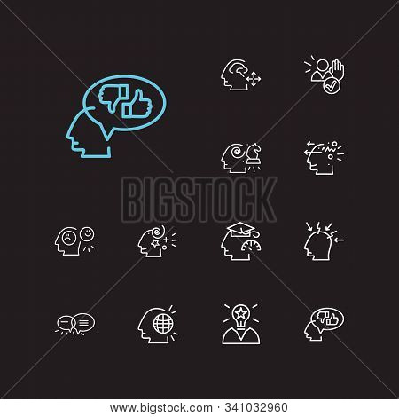 Anatomy Icons Set. Responsibility And Anatomy Icons With Forward Thinking, Global Thinking And Think