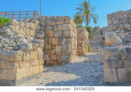 Canaanite City Gate At The City Of Megiddo In Tel Megiddo National Park. Megiddo, Israel, Asia