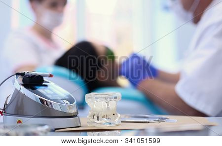 Dental Equipment Tools Dentist Medicine On Desk