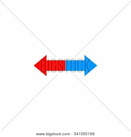 The Left And Right Arrows Icon In Red And Blue Colors. Arrows Symbol. Stock Vector Illustration Isol