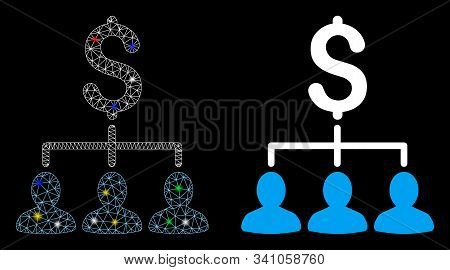 Glossy Mesh Payment Relations Icon With Glare Effect. Abstract Illuminated Model Of Payment Relation