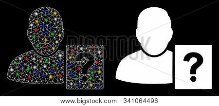 Glossy Mesh User Status Question Icon With Glitter Effect. Abstract Illuminated Model Of User Status
