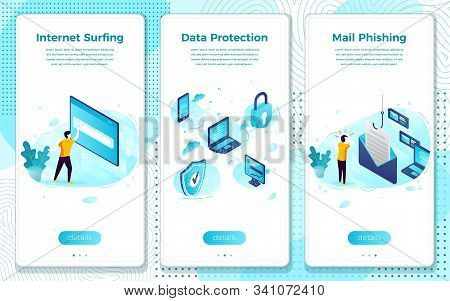 Vector Set Internet Surfing, Data Mail Phishing