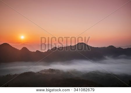 Beautiful Morning Mist And The Sunrise