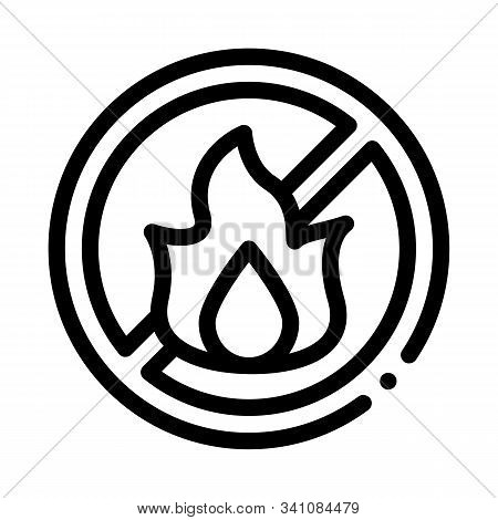 Strikethrough Flame Icon Vector. Outline Strikethrough Flame Sign. Isolated Contour Symbol Illustrat