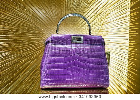 HONG KONG, CHINA - CIRCA JANUARY, 2019: bags on display at Fendi store in Elements shopping mall.