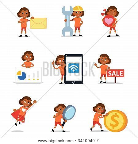Set Of Character Woman Football Player Athletes.