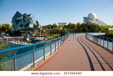 Poitiers, France - September 21 2010 : Futuroscope, or Parc du Futuroscope is a French amusement park that lets you experience sounds, images, and sensations.