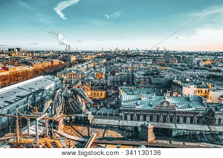 Panoramic View From The Roof Of St. Isaac's Cathedral. Saint Petersburg. Russia.