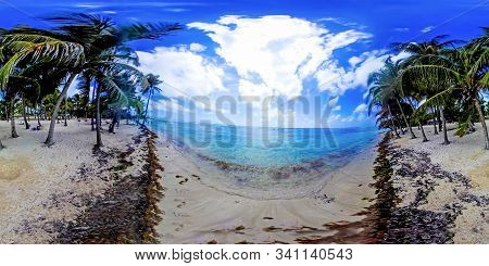 360 Degrees View Of Bois Jolan Beach In Guadeloupe, Caribbean Sea