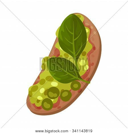 Roasted Multigrain Bread With Avocado Paste And Spinach Vector Illustration