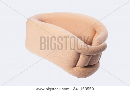 Isolated On White Background Collar For Neck Injury. Tire For Immobilization Of The Cervical Vertebr