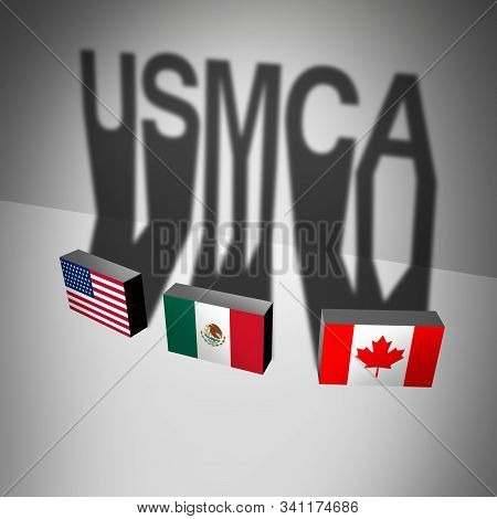 Usmca Business Concept  As  The United States Mexico Canada Agreement Symbol As A Trade Deal Negotia