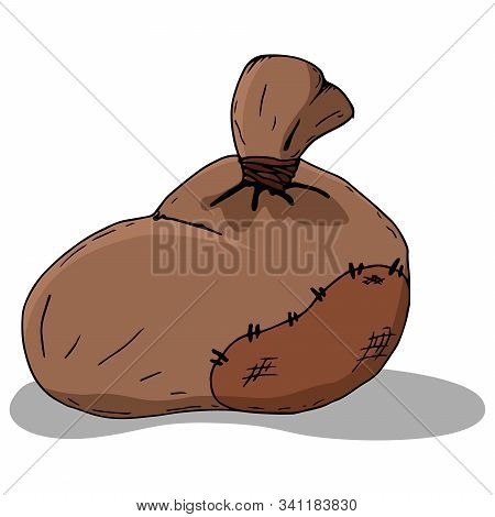 Bag. Vector Illustration Of An Old Cloth Bag. Hand Drawn Cloth Bag.