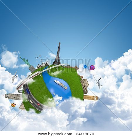O conceito de globo do mundo sonho de viagem