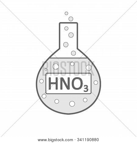 Laboratory Glass With Nitric Acid On White Background. Vector Illustration.