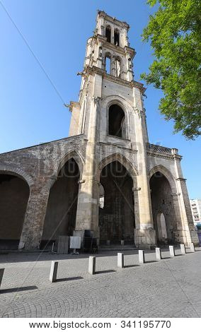 The Saint Maclou Tower In The Small Town Of Mantes-la-jolie, About 50 Km West Of Paris, France.