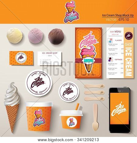 Vector Ice Cream Corporate Identity Template Design Set. Branding Mock Up.