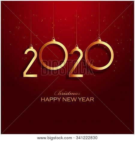 New Year 2020 Red And Gold Background Design
