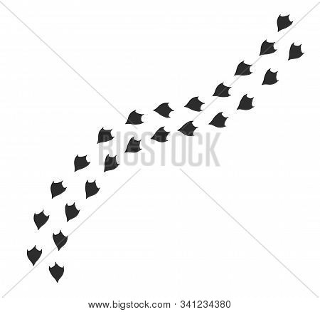 Vector Black Flat Duck Or Goose Bird Foot Print Path Steps Isolated On White Background