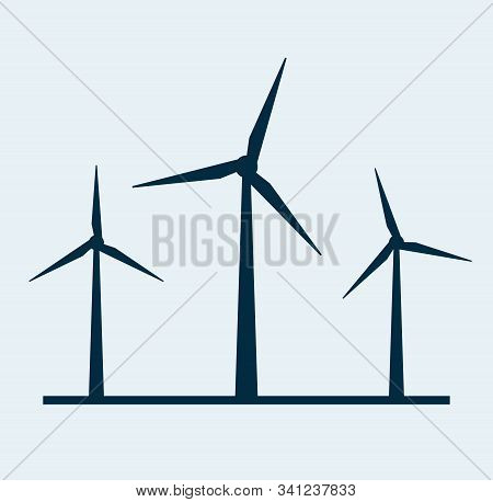 Wind Vector Turbine Icon. Wind Power Energy Turbine Silhouette Illustration Tower Windmill