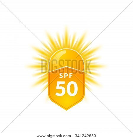 Uv Radiation Sun Block Icon. Solar Ultraviolet Uv Radiation Logo 50spf