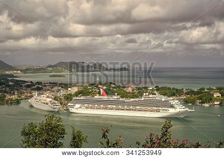 Castries, Saint Lucia - November 11, 2015: Large Cruise Ship Or Liner Carnival Liberty. Tourist Boat