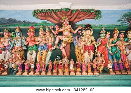 Kuala Lumpur, Malaysia - November 7, 2019: Beautiful Hindu Temple Named Sri Maha Mariamman In Kuala 