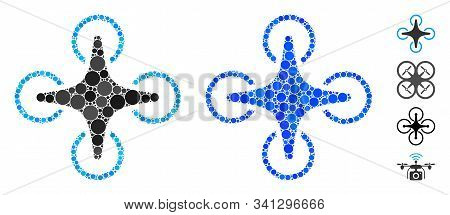 Nanocopter Composition Of Spheric Dots In Variable Sizes And Color Tints, Based On Nanocopter Icon. 
