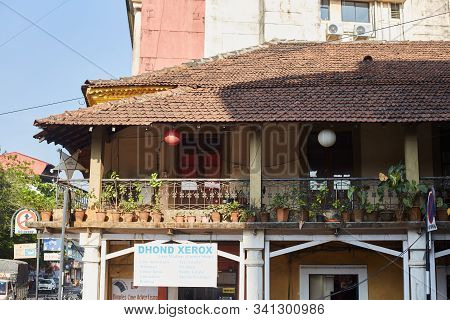 Panaji, Goa, India - December 15, 2019: Streets Of The State Capital Of Goa Panjim. Old Slums Cities