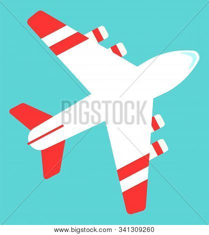 Flying Plane, Aerial Delivery By Aircraft, International Shipping Fast Service. Label Of Air Transpo