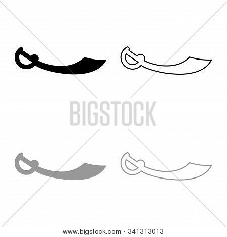 Pirate Saber Cutlass Icon Outline Set Black Grey Color Vector Illustration Flat Style Simple Image