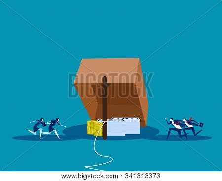 Trap For New Business. Concept Business Vector Illustration,  Risk, Problem, Rookie.