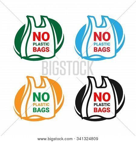 No Plastic Bags Text In Plastig Bag Sign On Ellipse Vector Design
