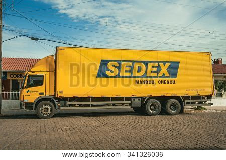Cambara Do Sul, Brazil, July 19, 2019. Sedex Truck, An Express Delivery Service From The Brazilian P