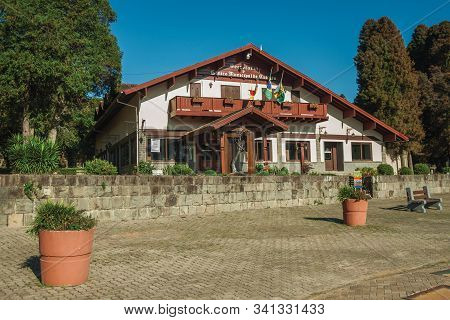 Gramado, Brazil - July 21, 2019. Charming House From Municipal Cultural Center In German-influence S